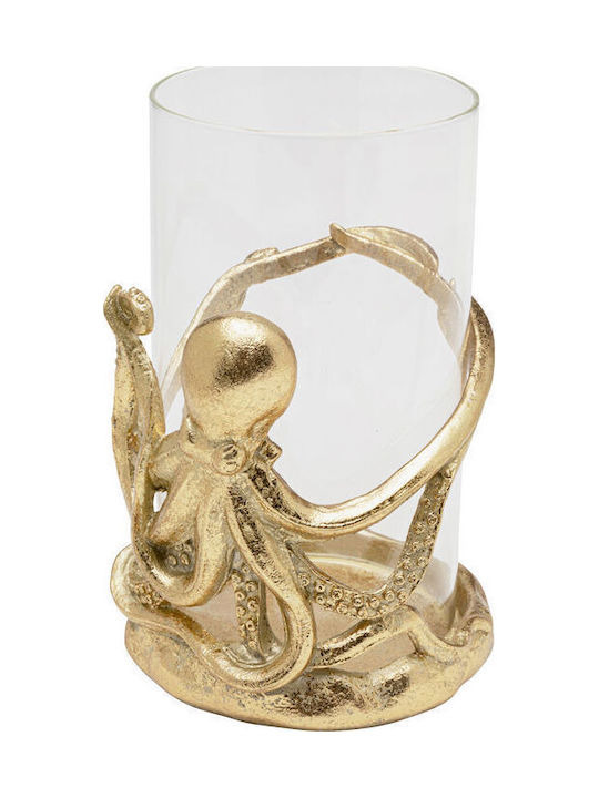Kare Design Candle Holder Ceramic in Gold Color 13x19x13cm 1pcs