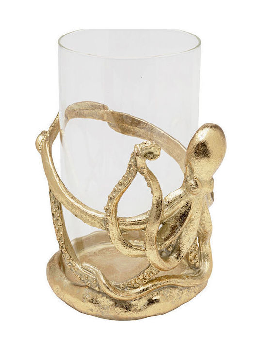 Kare Design Candle Holder Ceramic in Gold Color 13x19x13cm 1pcs
