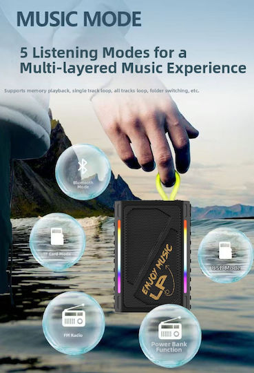 Bluetooth Speaker 10W with Radio and Battery Life up to 5 hours Black LP-V101