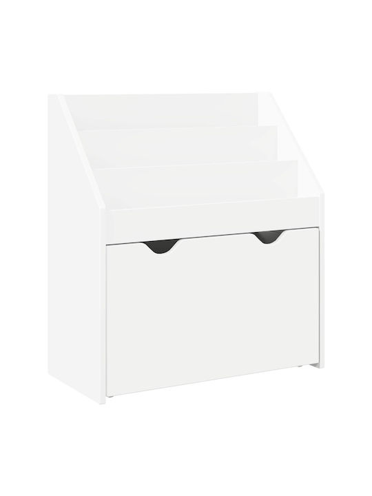 Kids Wooden Bookcase White 60x29.5x69cm