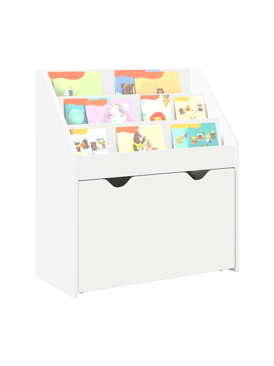 Kids Wooden Bookcase White 60x29.5x69cm