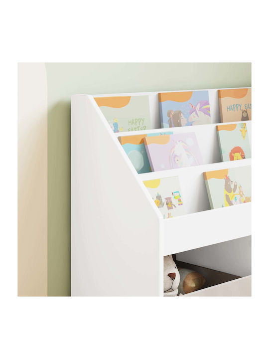 Kids Wooden Bookcase White 72.5x29.5x69cm