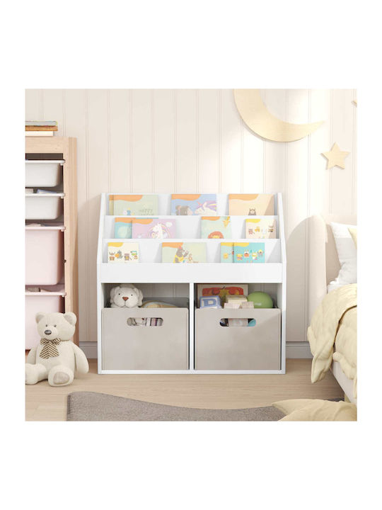 Kids Wooden Bookcase White 72.5x29.5x69cm