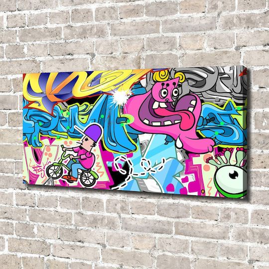 Wall Canvas Painting Suitable for Permanent Decoration Graffiti 140x70 Cm