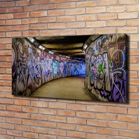Wall Canvas Painting Ready Immediate Installation Graffiti In The Metro 120x60 Cm