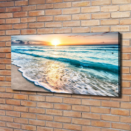 Panou De Perete Pânză Gata De Agățat Apus De Soare Plajă 120x60 Cm