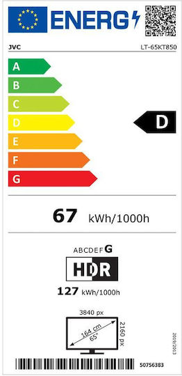 JVC Smart Τηλεόραση 65" 4K UHD QLED LT65KT850 HDR (2025)