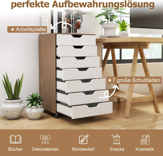Costway Kitchen Trolley Wooden 7 Slots