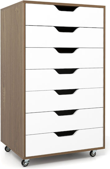 Costway Kitchen Trolley Wooden 7 Slots