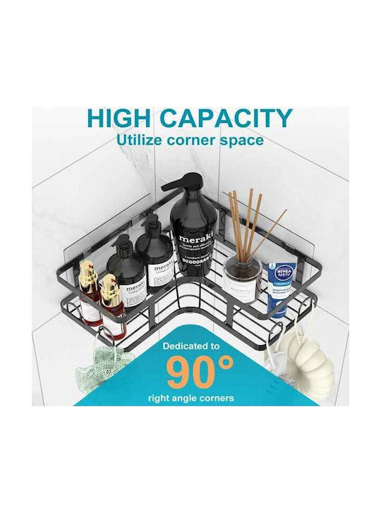 Corner Wall Mounted Bathroom Shelf Metallic Black