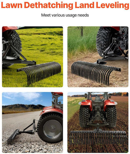 Rear Towing Brush Cutter Machine Vevor Brush Cutter Machine Towing 1525 Mm 32 Steel Teeth Brush Cutter Rake Lawn 3 Point Tractor Parts Landscape Rake Garden Farm Grass