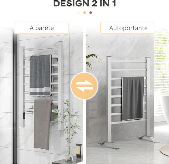 HomCom Ηλεκτρική Πετσετοκρεμάστρα 150W 90x53cm Ασημί