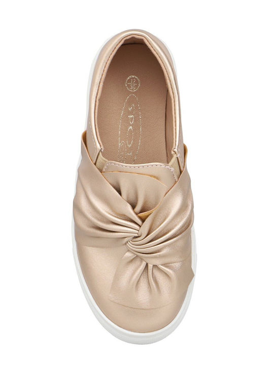 Kids Leather Ballerinas Gold
