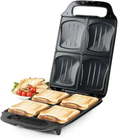 Domo Sandwich Maker pentru 4 Sandvișuri 900W Neagră