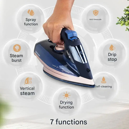 ProfiCare Steam Iron 2600W with Ceramic Plate navy blue/rose gold