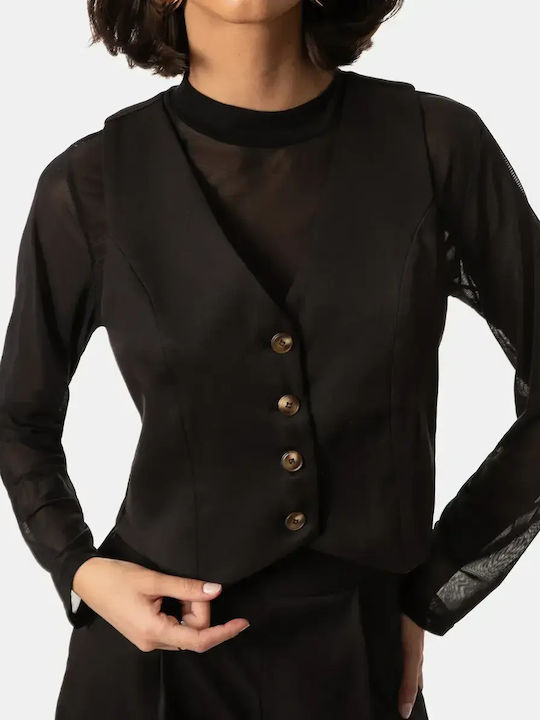 Women's Suit Vest Trousers Black Size S
