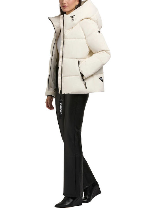 Women's Puffer Jacket for Winter with Hood White