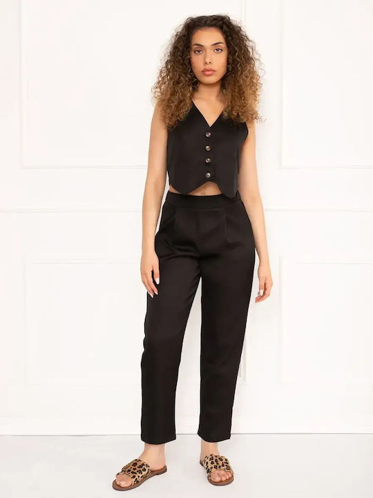 Women's Suit Vest Trousers Black Size S