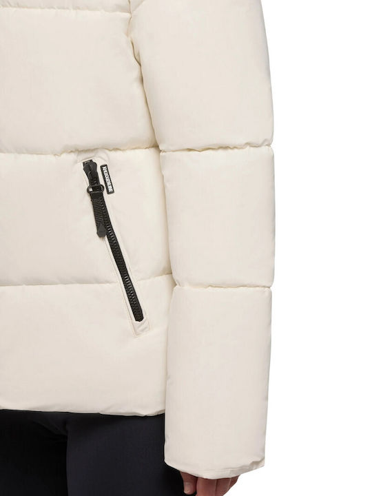 Women's Puffer Jacket for Winter with Hood White