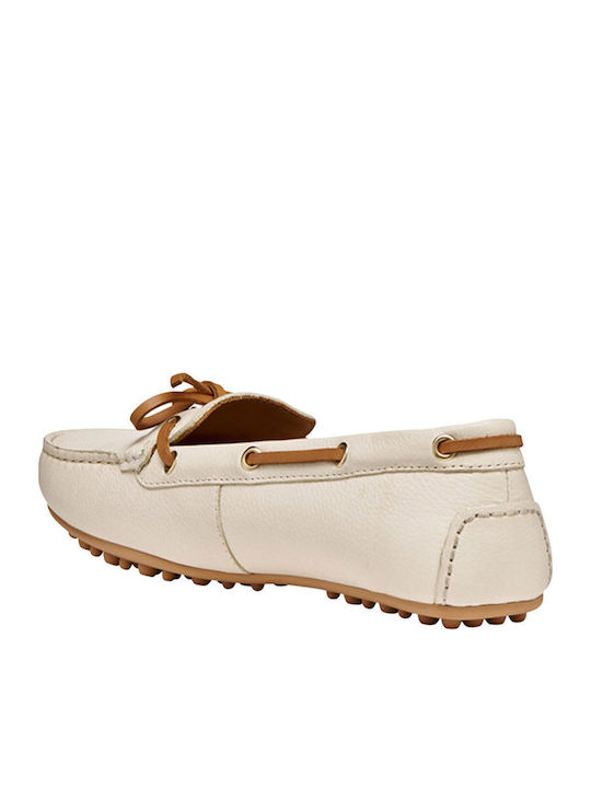 Δερμάτινα Γυναικεία Loafers σε Μπεζ Χρώμα