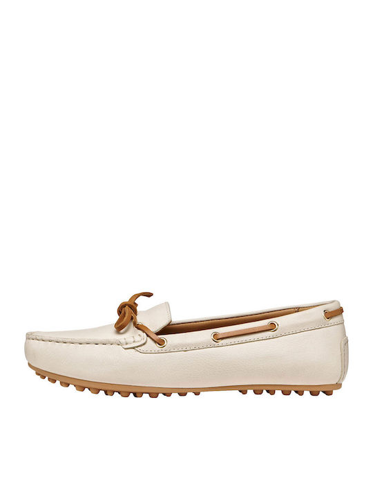 Δερμάτινα Γυναικεία Loafers σε Μπεζ Χρώμα