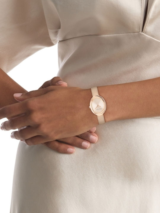Calvin Klein Twisted Bezel Ceas de Damă cu Roz Brățară Metalică