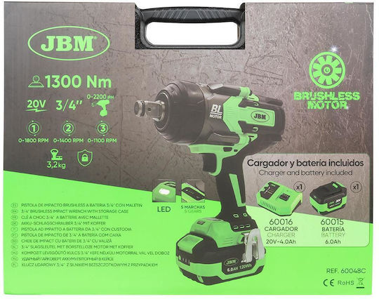 JBM Bürstenloser Akku-Schlagschrauber 20V 1x6Ah mit Bitgröße 3/4"