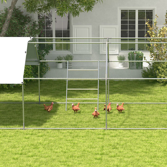 Pawhut Chicken Roost Ladder 4 Seats Weather Resistant 4-6 Chickens Steel Wood