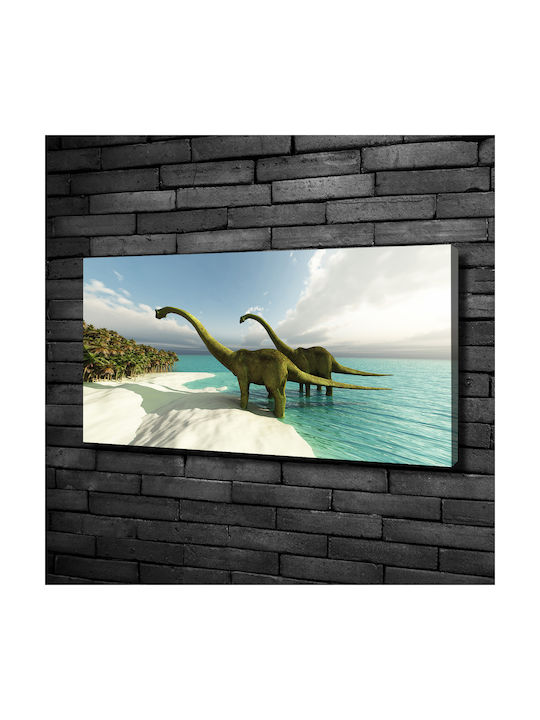 Panou De Perete Din Pânză Potrivit Pentru Orice Cameră Dinozauri La Plajă 100x50 Cm