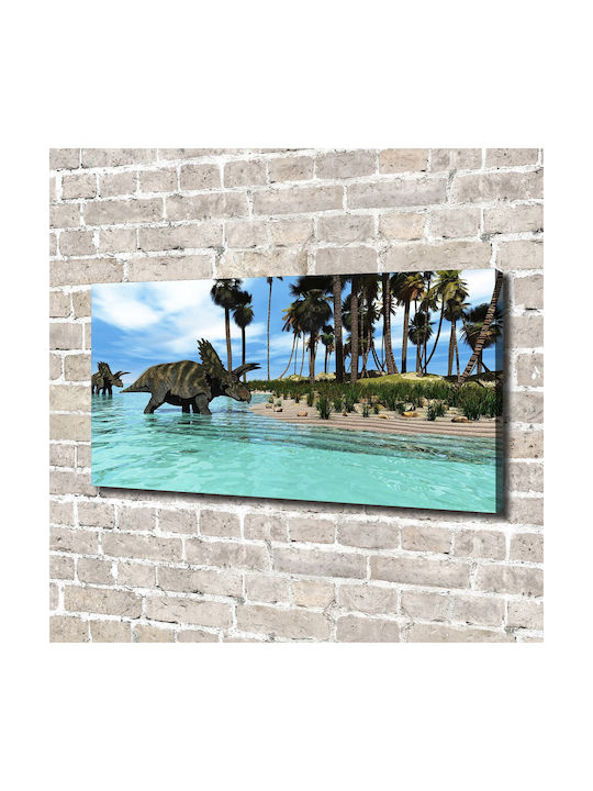 Panou De Perete Din Pânză Potrivit Pentru Decor Permanent Dinozauri 140x70 Cm