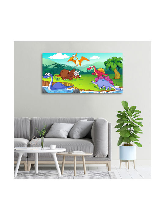 Kinder Wandkunst Canvas Hochwertiger Druck Dinosaurier 100x50 cm