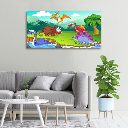 Kinder Wandkunst Canvas Hochwertiger Druck Dinosaurier 100x50 cm