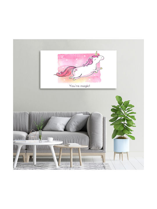 Panou Pânză Decorare Uniformă Interioară Roz Unicorn 100x50 Cm