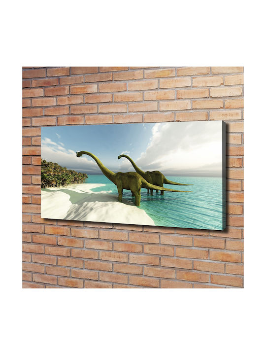 Panou De Perete Din Pânză Cu Finisaj Îngrijit Dinozauri Pe Plajă 120x60 Cm