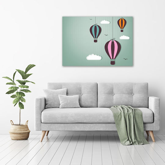 Kinder Wandkunst Leinwand Hochwertiger Druck Fliegende Ballons 100x70 cm