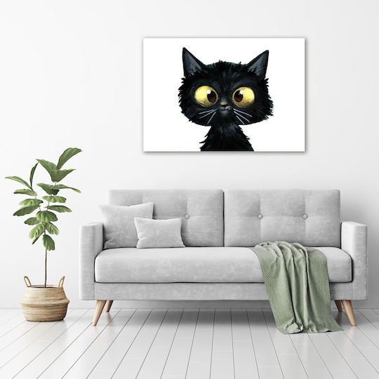 Hochwertiger Wandbild Leinwand Katzenillustration 100x70 cm