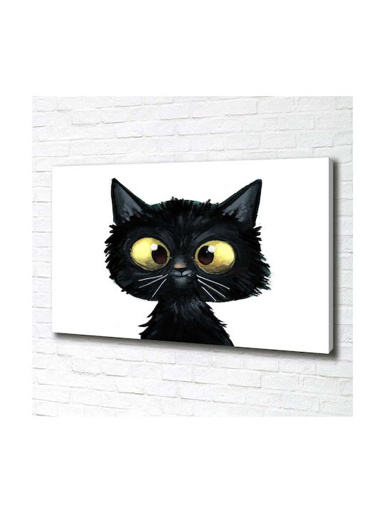 Hochwertiger Wandbild Leinwand Katzenillustration 100x70 cm