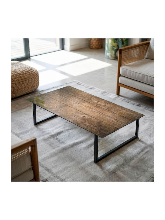 Dekorative Rechteckige Tischoberfläche aus gehärtetem Glas mit Holzplanken-Design Natürlicher Stil 120×60 cm