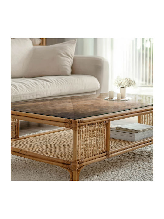 Dekorative Rechteckige Tischoberfläche aus gehärtetem Glas mit Holzplanken-Design Natürlicher Stil 120×60 cm