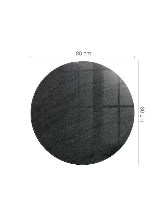 Round Table Panel Tempered Glass Natural Stone Structure Ø 80 Cm