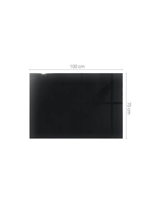 Rectangular Table Glass Panel Tempered Glass Black Without Patterns 100×70 Cm