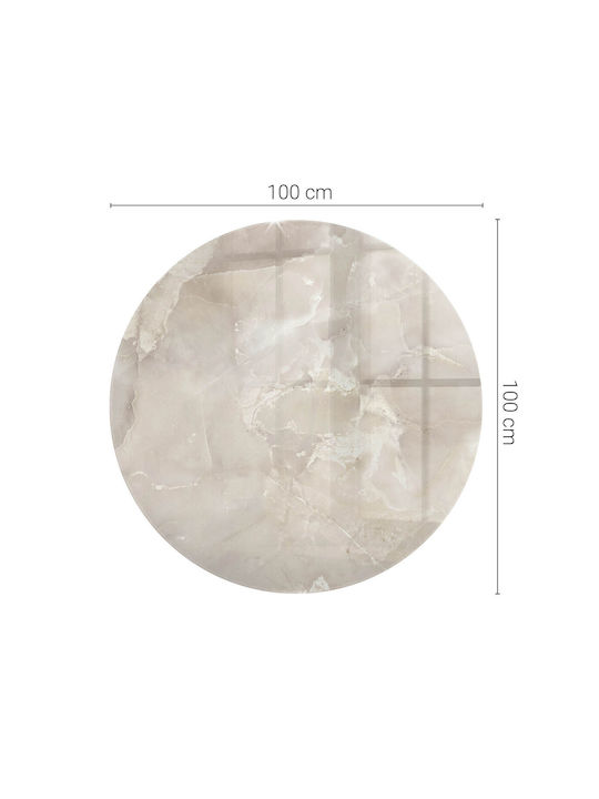 Tulup Runde Glas Tischoberfläche mit Marmoroptik Ø 100 cm