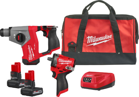 Milwaukee FPH2IW2-502B Set Impact Driver & Hammer 12V with 2 Batteries 5Ah and Case
