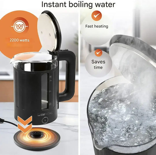 Clatronic Βραστήρας 1.7lt 2200W Μαύρος