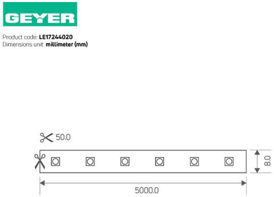 Geyer Ταινία LED 24V Φυσικό Λευκό Φως 5m