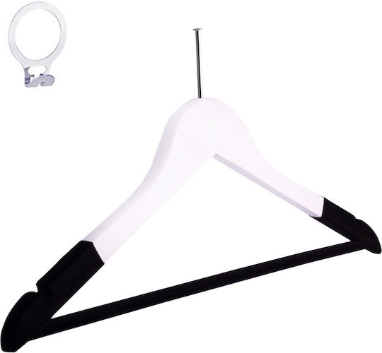 Set 20 Cârlige Pentru Haine Hotel Humero Dispozitive Anti-Furt Margini Din Catifea Design Clasic Negru Alb