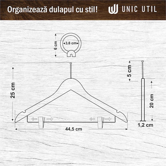 Set 20 Cârlige Anti-Furt Pentru Hotel Cleme Metalice Unicutil Natural