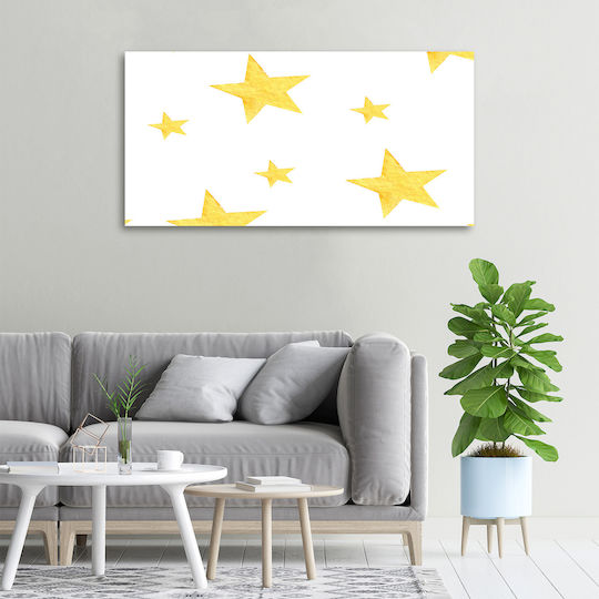 Canvas Wall Art House Office Yellow Stars 100x50 Cm