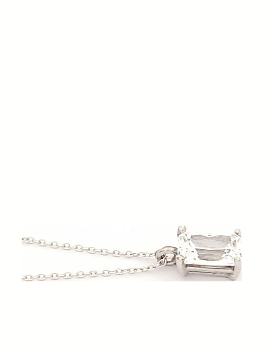 Necklace from White gold 9 K with Zircon