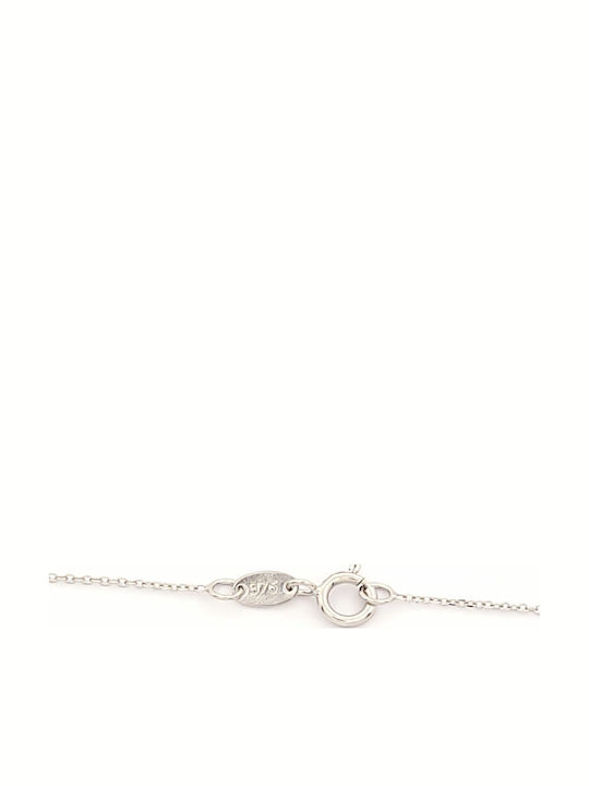 Necklace from White gold 9 K with Zircon